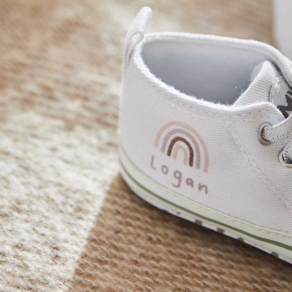 Personalised White Rainbow Baby High Top Shoes