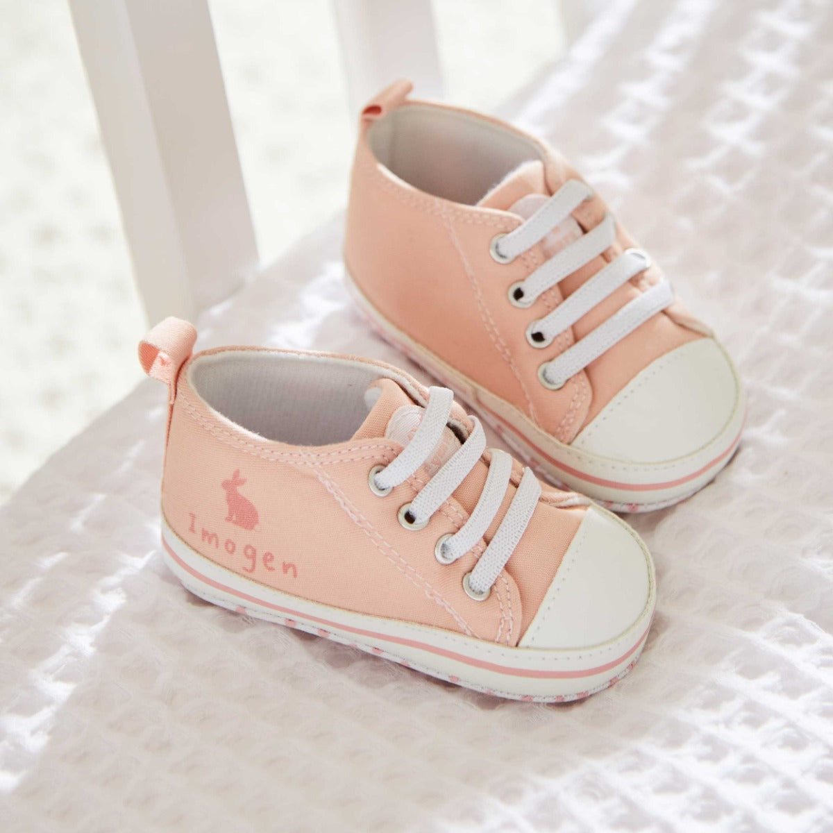 Personalised Pink Bunny Baby High Top Shoes