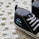 Personalised Navy Car Baby High Top Shoes