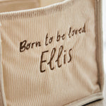 Personalised Ecru Born To Be Loved Nappy Caddy 