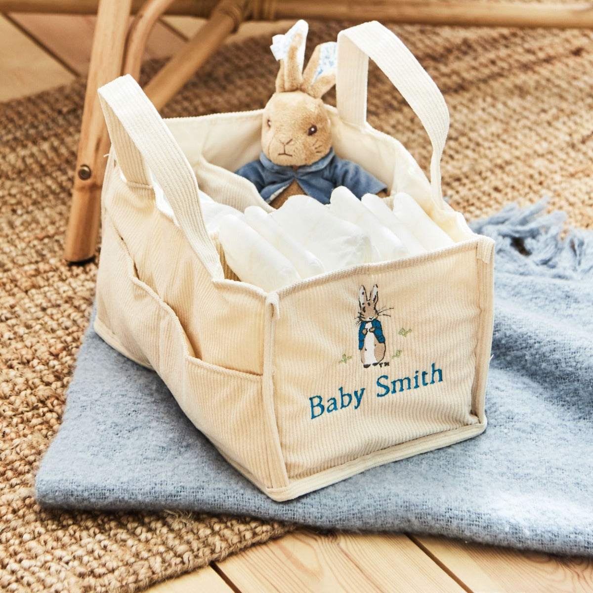 Personalised Peter Rabbit™ Cord Nappy Caddy – My 1st Years