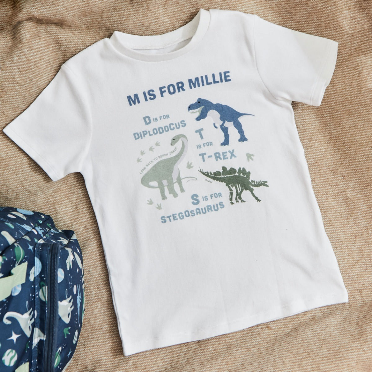 Personalised History Museum™ Letter Dinosaur T Shirt