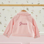 Personalised Pink Frill Denim Jacket