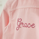 Personalised Pink Frill Denim Jacket