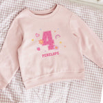 My Kids Personalised Name & Number Pink Sweatshirt