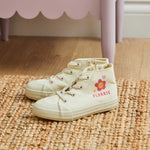 Personalised Cartoon Flower Ivory Toddler High-Top Shoes