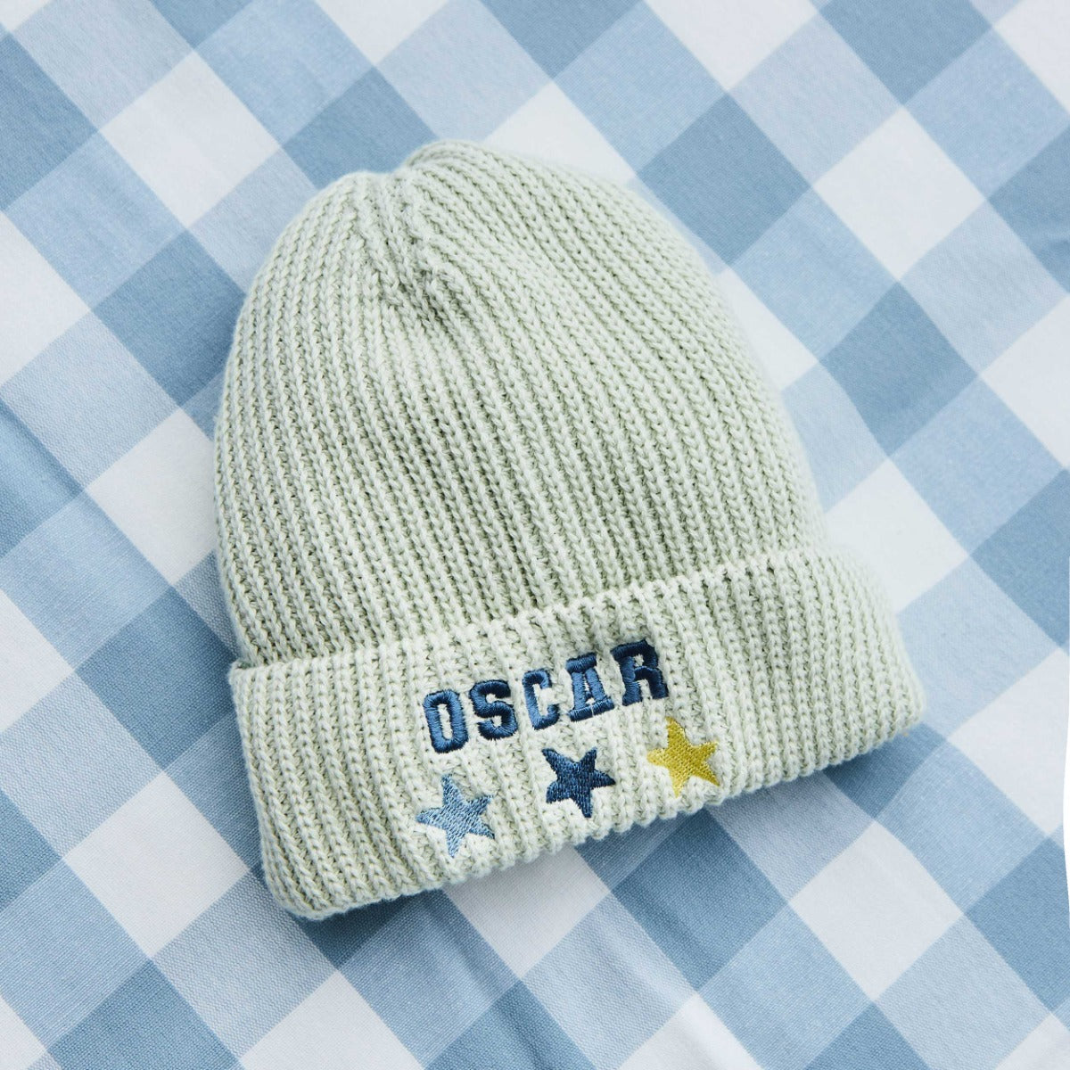 Personalised Star Design Sage Beanie