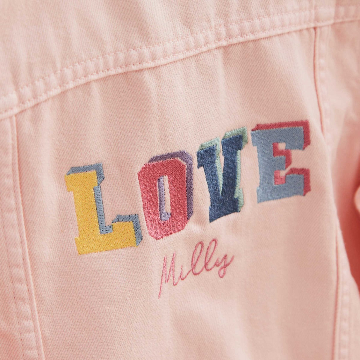 My Kids Personalised LOVE Pink Denim Jacket