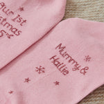 Personalised Our 1st Christmas Pink Socks