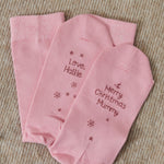 Personalised Merry Christmas Pink Socks
