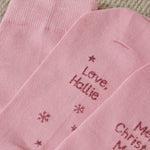 Personalised Merry Christmas Pink Socks