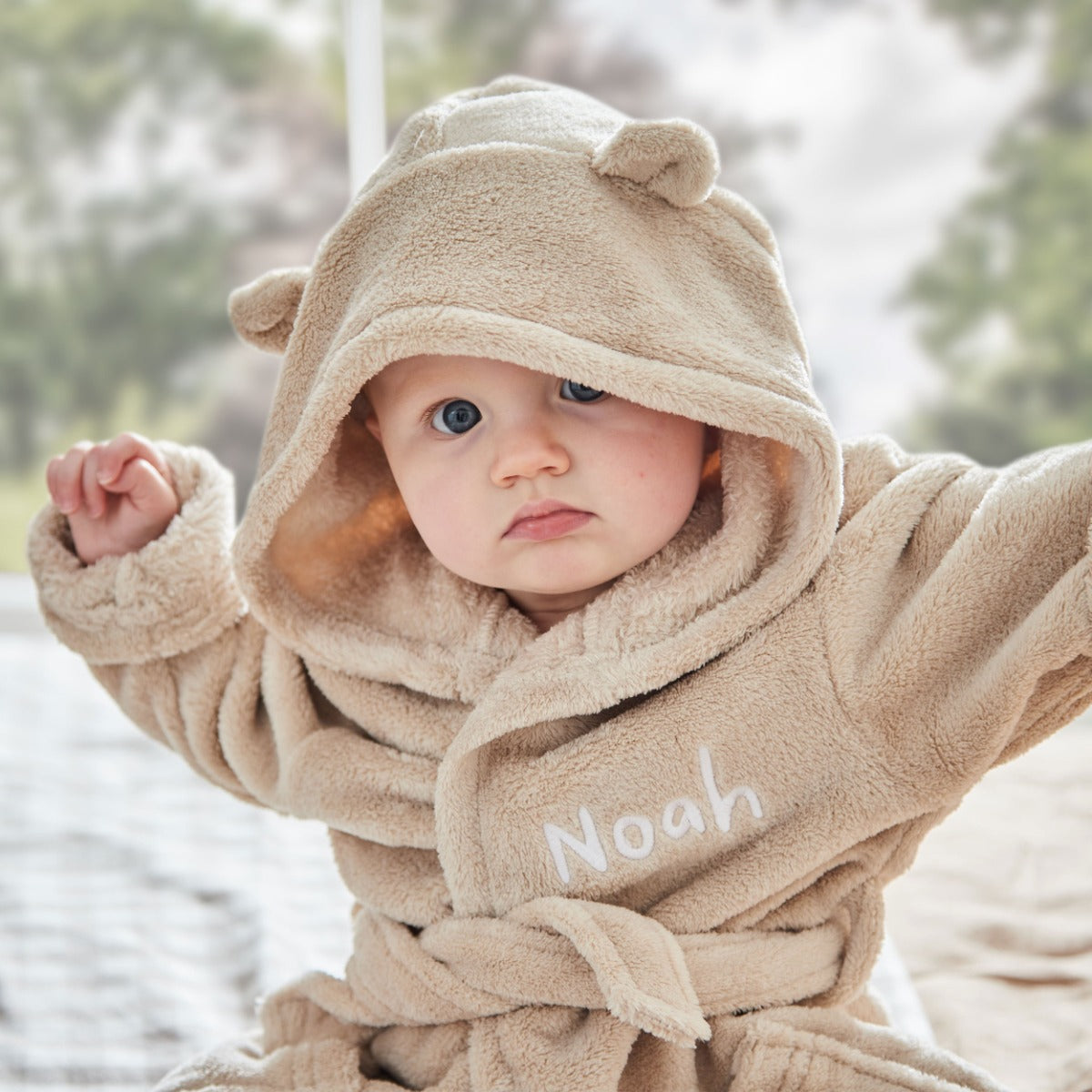 Personalised Oatmeal Fleece Robe With Ears