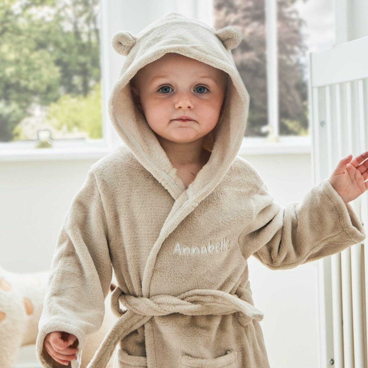 Personalised Oatmeal Fleece Robe With Ears
