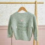 Personalised Mummy's Little Girl Sage Cardigan