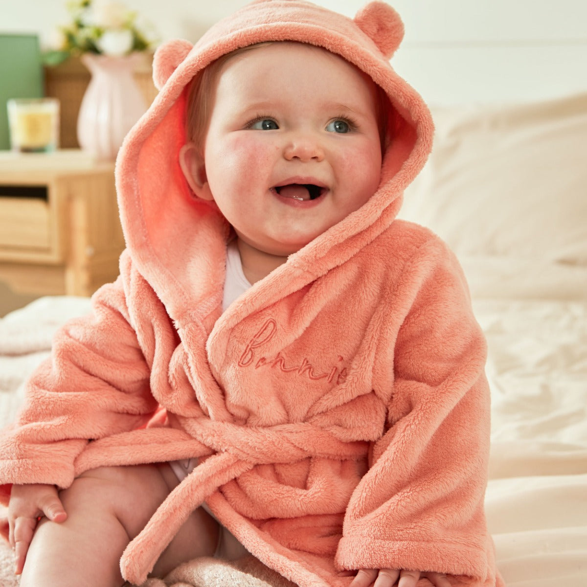 Personalised Peach Sorbet Fleece Robe