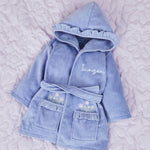 Personalised Blue Frill Towelling Robe