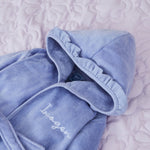 Personalised Blue Frill Towelling Robe