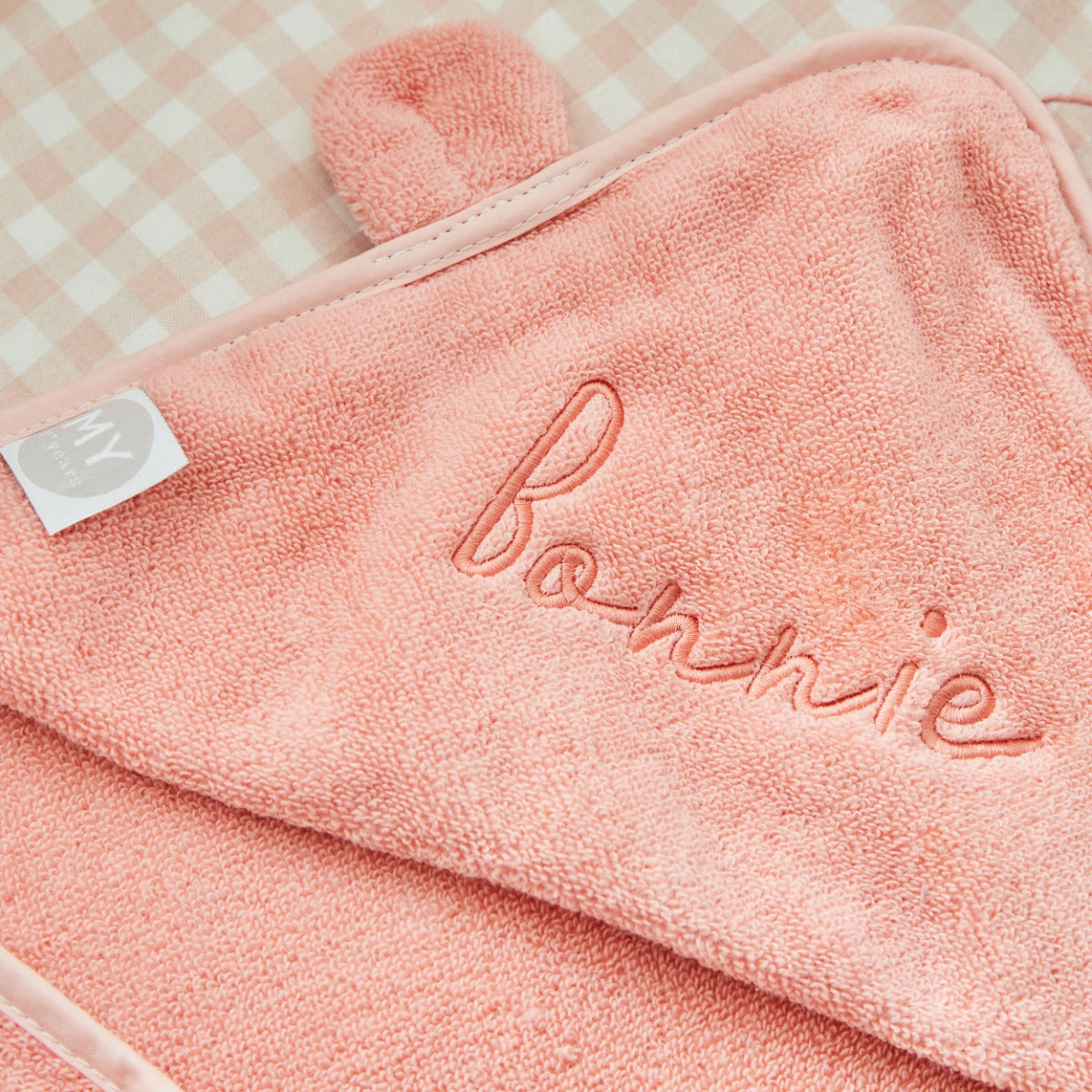 Personalised Peach Sorbet Hooded Towel With Ears