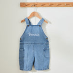 Personalised Name Short Leg Denim Dungarees 