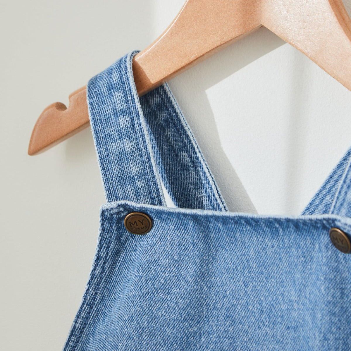 Personalised Name Short Leg Denim Dungarees 