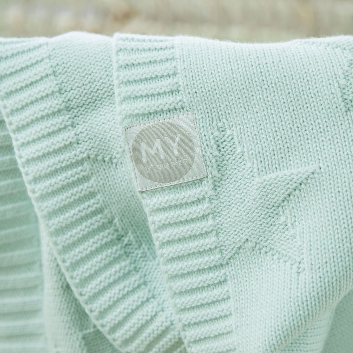 Personalised Mint Star Jacquard Blanket