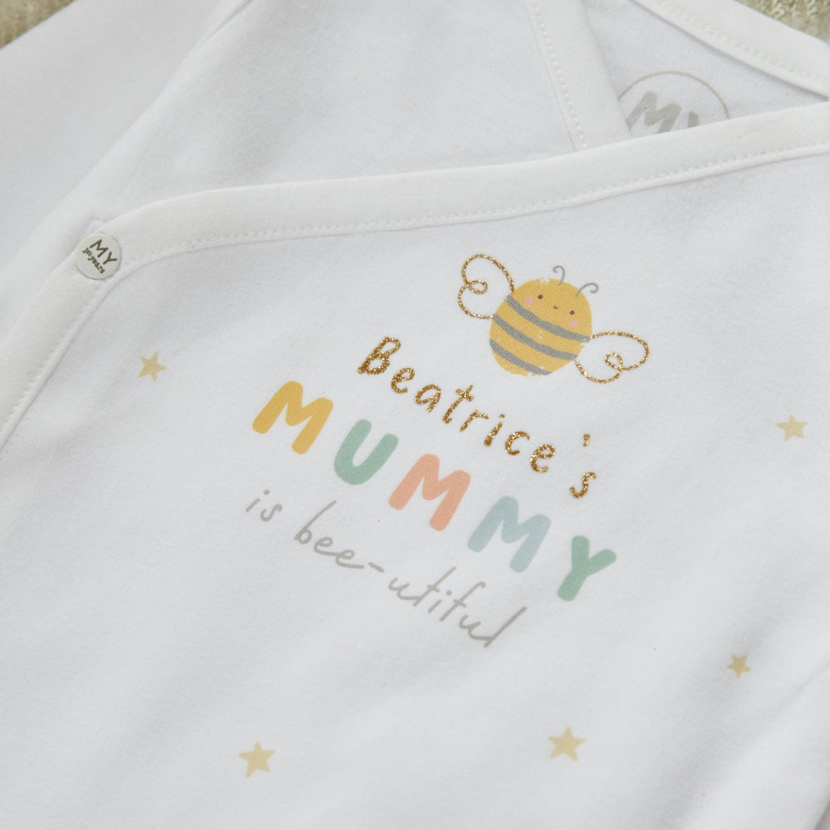 Personalised Bee-utiful Moth'ers Day Wrap Sleepsuit and Hat