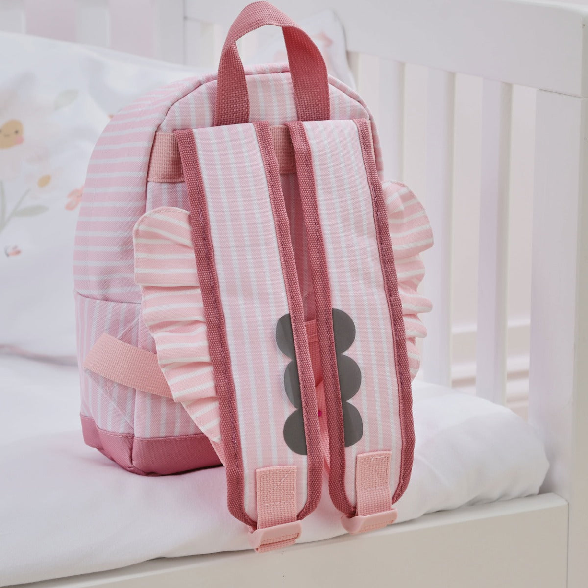 Personalised Pink Stripe Frill Mini Backpack 