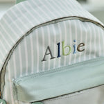 Personalised Sage Stripe Mini Backpack 