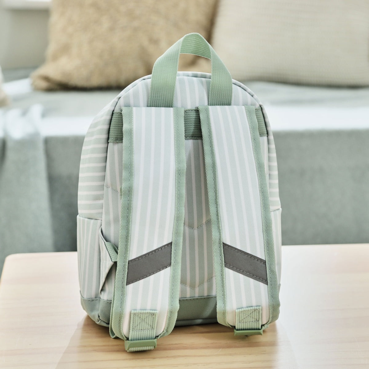 Personalised Sage Stripe Mini Backpack 
