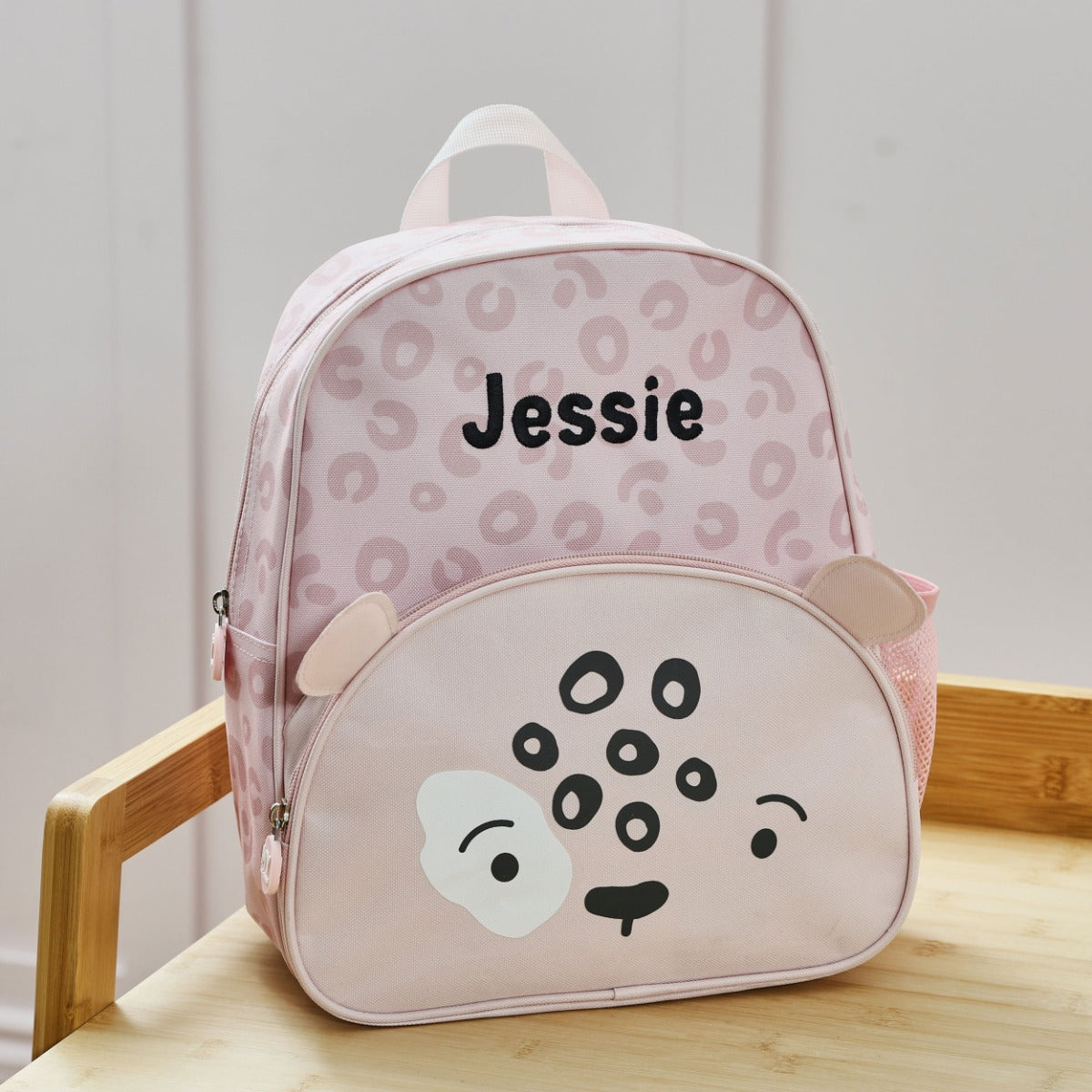 Personalised Snow Leopard Character Medium Backpack