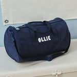 Personalised Navy Cord Barrel Bag 