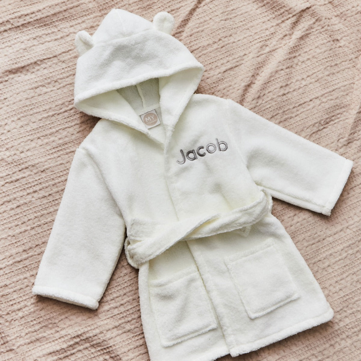 Personalised Ivory Cotton Towelling Robe