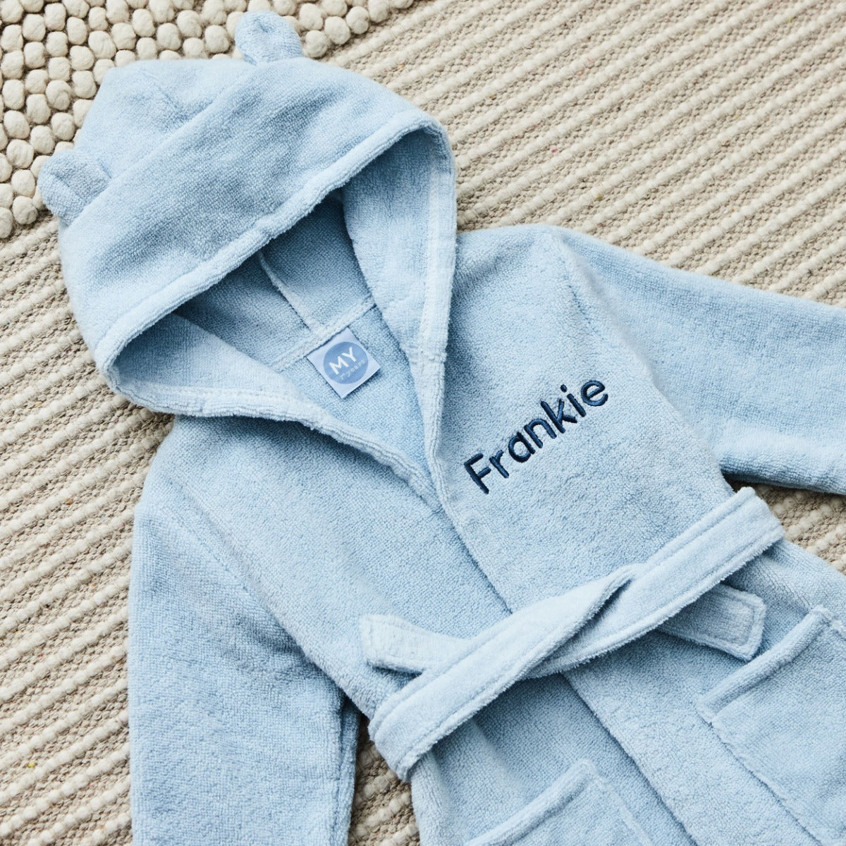 Personalised Blue Cotton Towelling Robe
