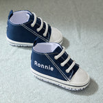 Personalised Navy Baby High Top Trainers 