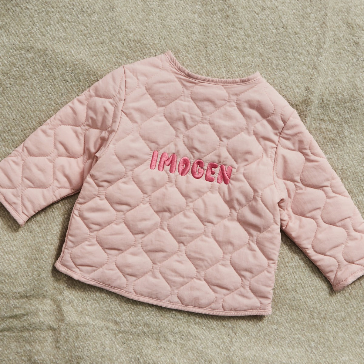Personalised Name Pink Quilted Jacket 