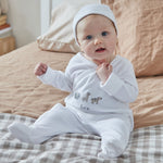 Personalised Born To Be Loved Wrap Sleepsuit & Hat Baby Set