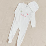 Personalised Fruit Floral Wrap Sleepsuit & Hat Baby Set