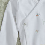 Personalised Floral All-Over Print Wrap Sleepsuit & Hat Gift Set 