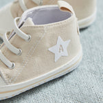 Personalised Star Oatmeal Baby High Top Trainers 