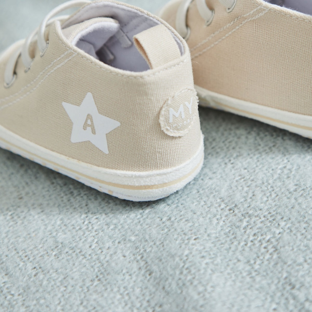 Personalised Star Oatmeal Baby High Top Trainers 