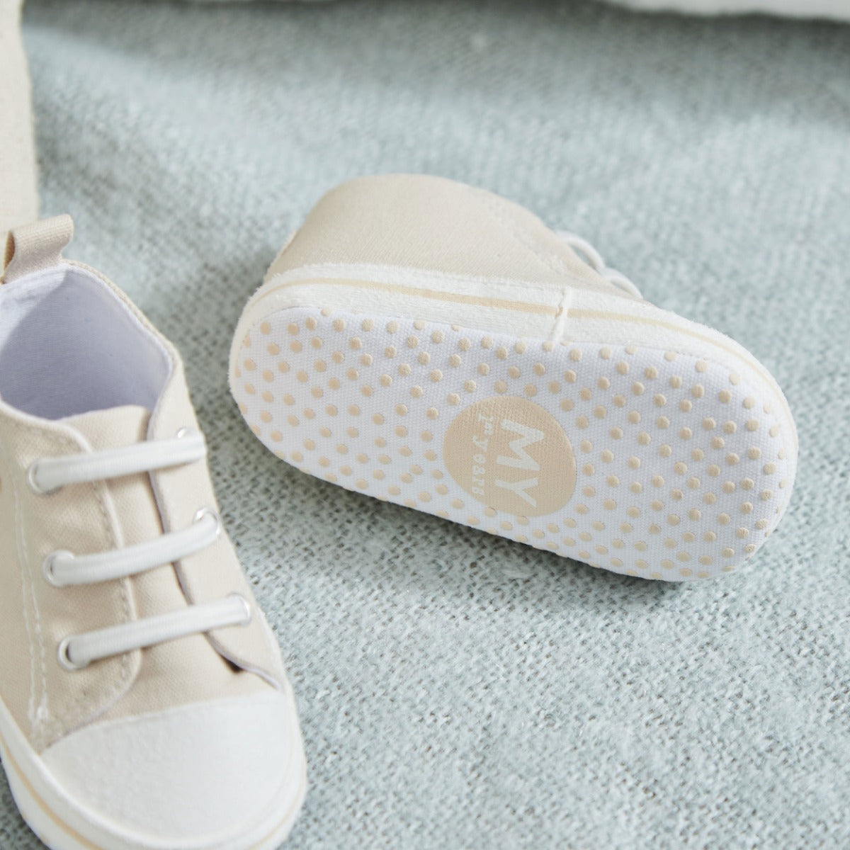Personalised Star Oatmeal Baby High Top Trainers 