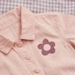 My Kids Personalised Flower Glitter Pink Denim Jacket