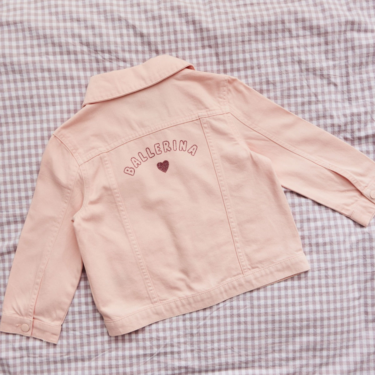 My Kids Personalised Ballerina Glitter Pink Denim Jacket