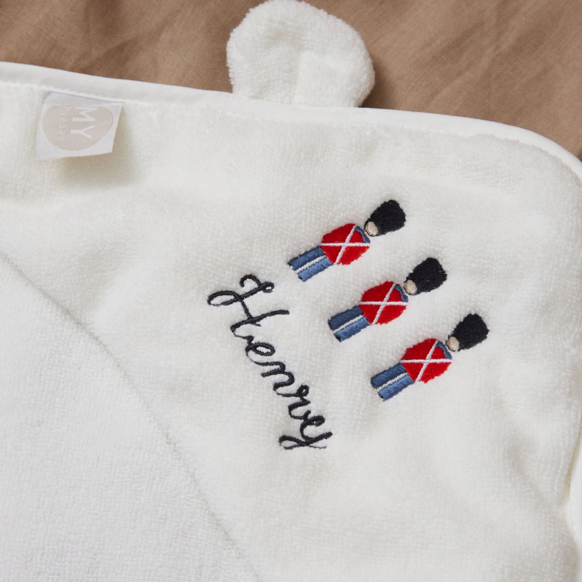 Personalised Soldier Ivory Hooded Towel