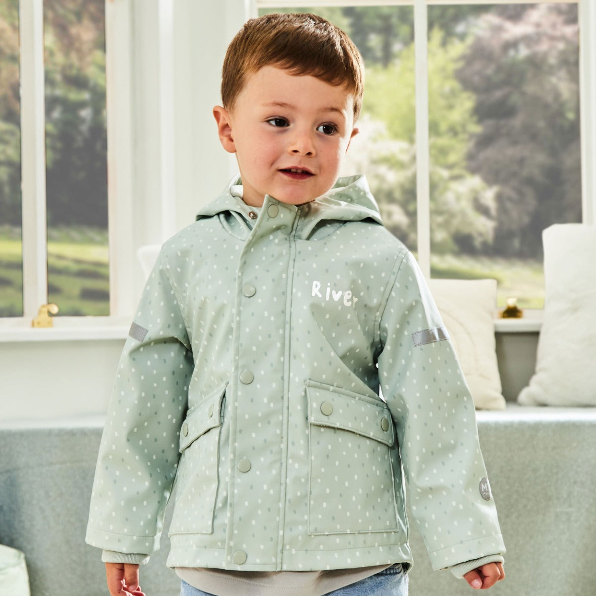 Personalised Sage Spot Rain Mac 