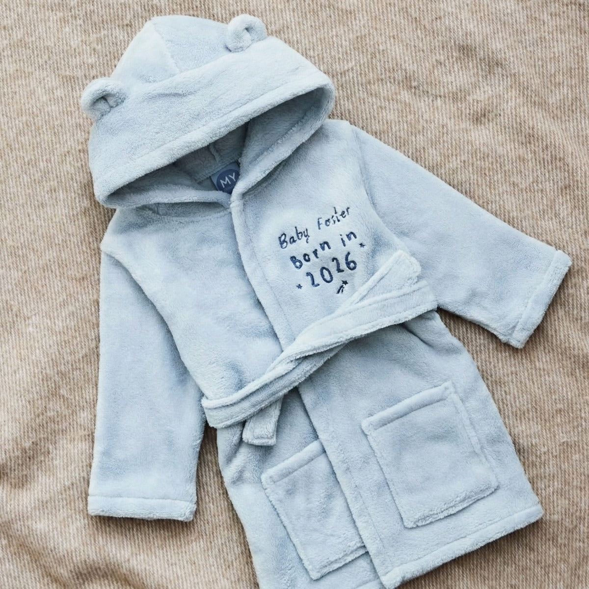 Personalised Born 2026 Fleece Robe Ears