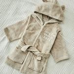 Personalised Oatmeal Born In 2026 Fleece Robe With Ears 