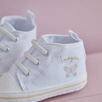 Personalised Pink Butterfly White Baby High Tops