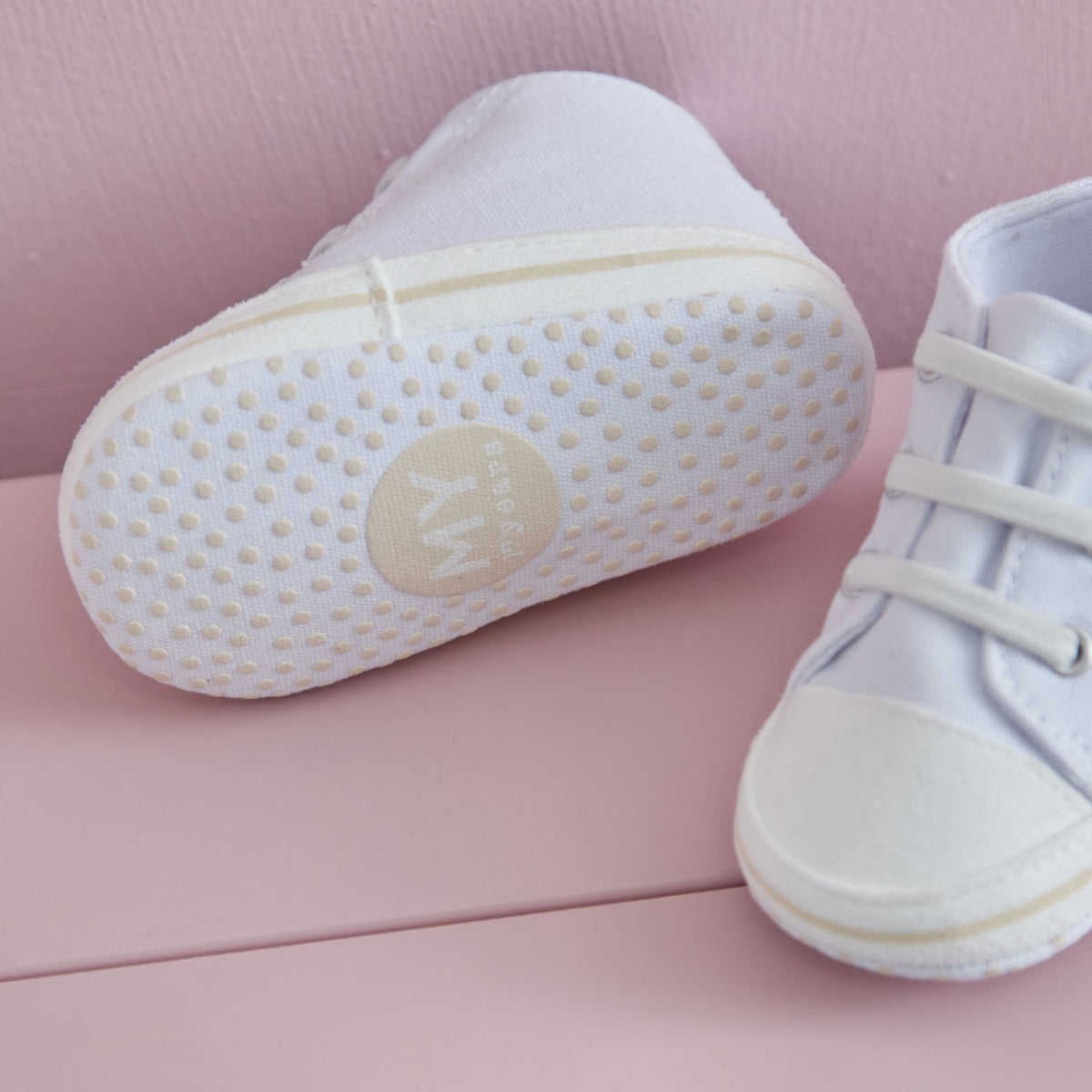 Personalised Pink Butterfly White Baby High Tops
