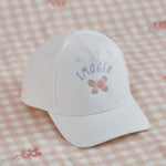 Personalised Pink Butterfly Ecru Baseball Cap